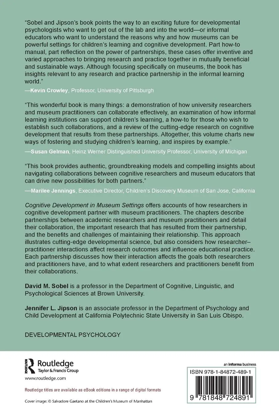 Rückseite: 9781848724891 | Cognitive Development in Museum Settings | David M. Sobel (u. a.)