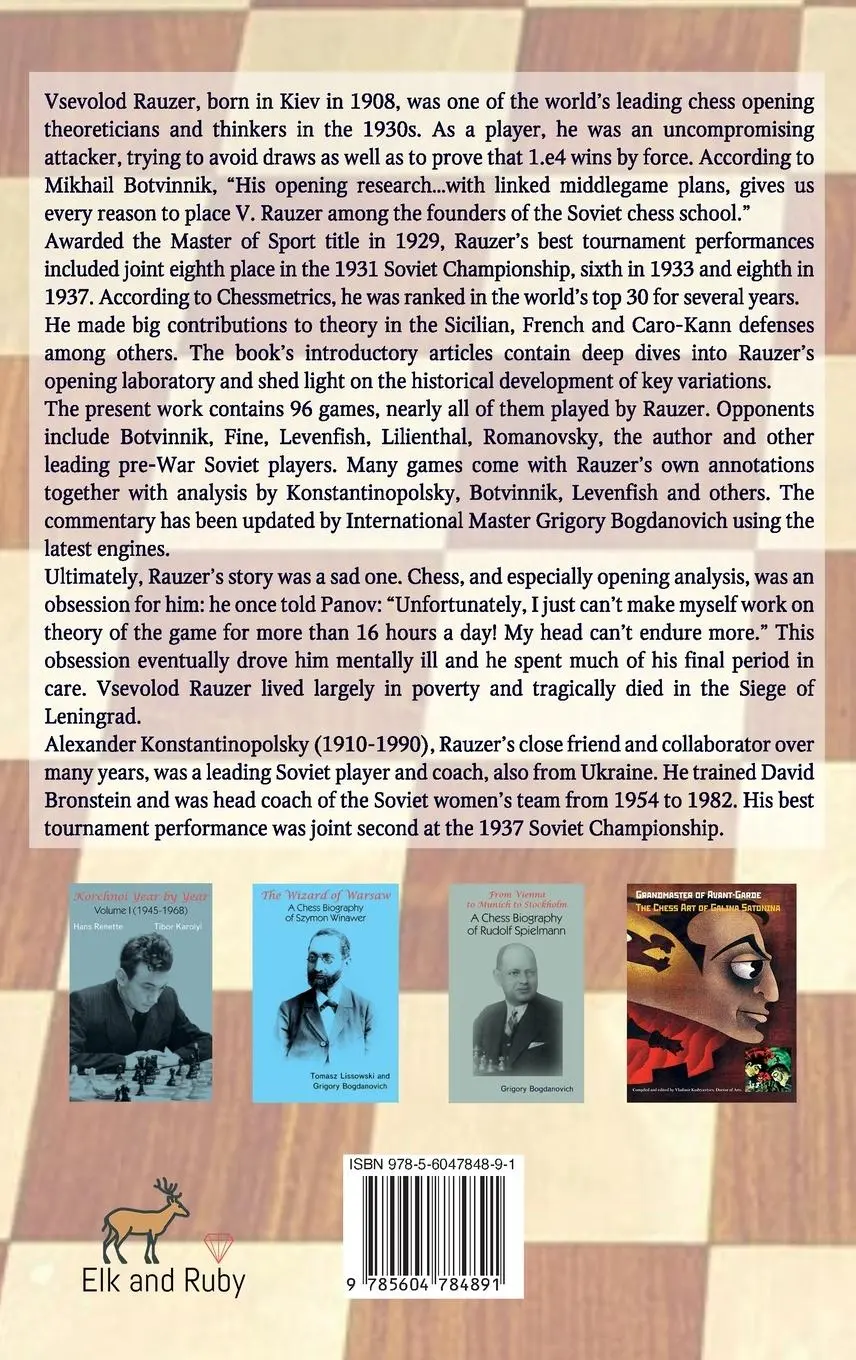 Rückseite: 9785604784891 | Obsession | A Chess Biography of Vsevolod Rauzer | Konstantinopolsky