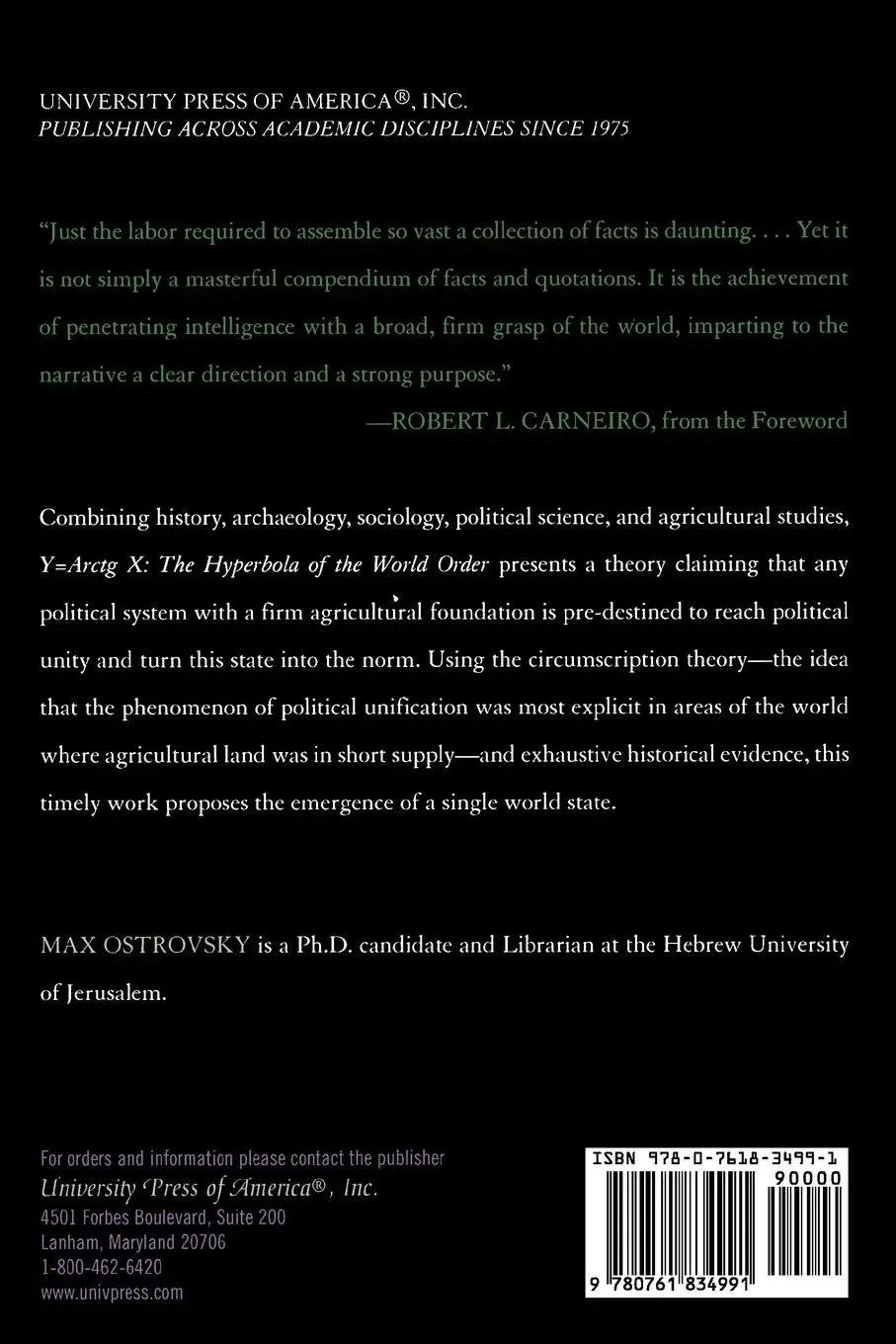 Rückseite: 9780761834991 | Y=Arctg X | The Hyperbola of the World Order | Max Ostrovsky | Buch