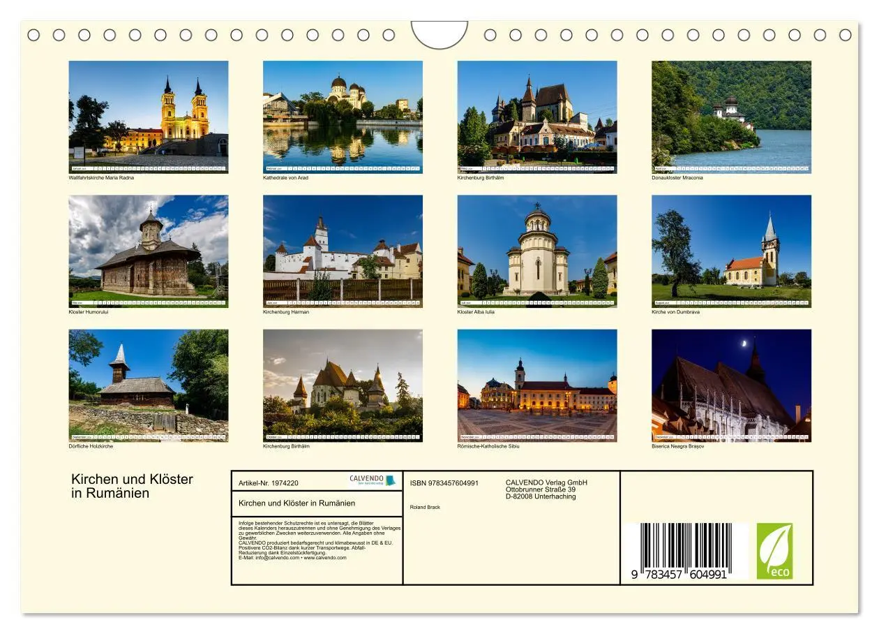 Bild: 9783457604991 | Kirchen und Klöster in Rumänien (Wandkalender 2026 DIN A4 quer),...