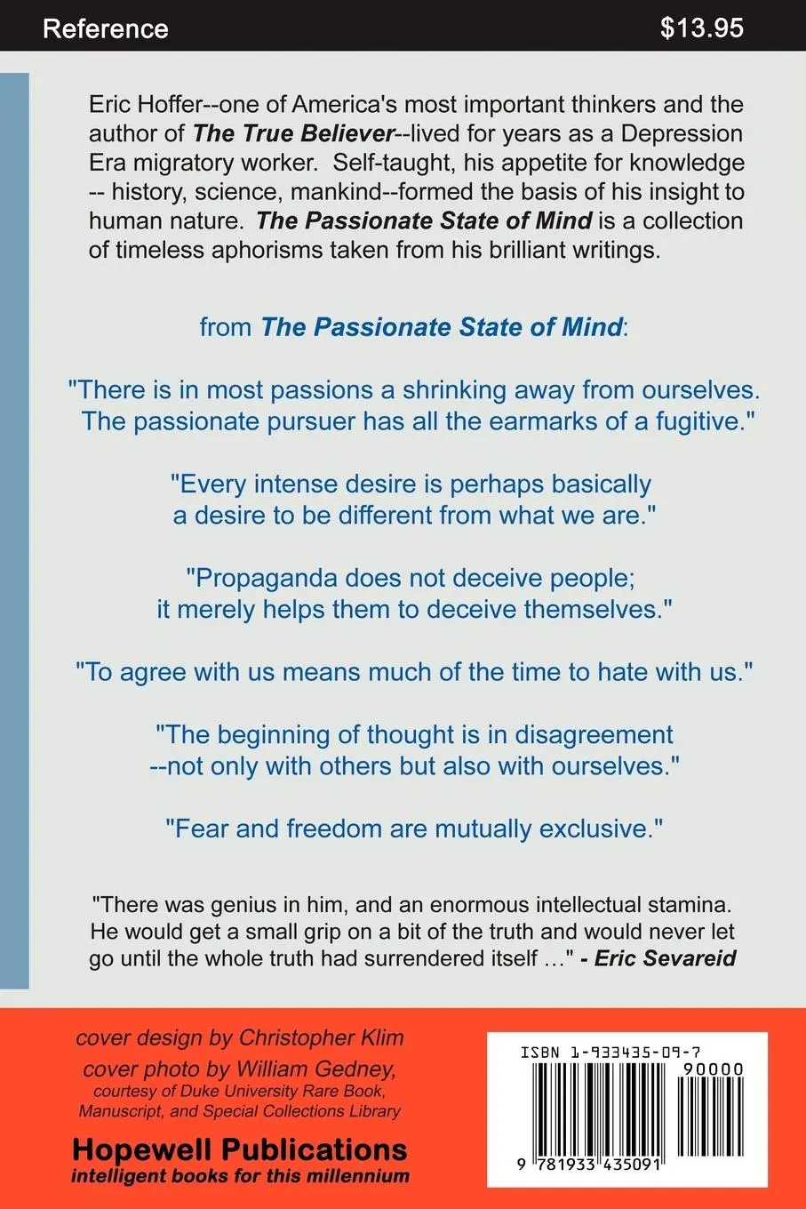 Rückseite: 9781933435091 | The Passionate State of Mind | And Other Aphorisms | Eric Hoffer