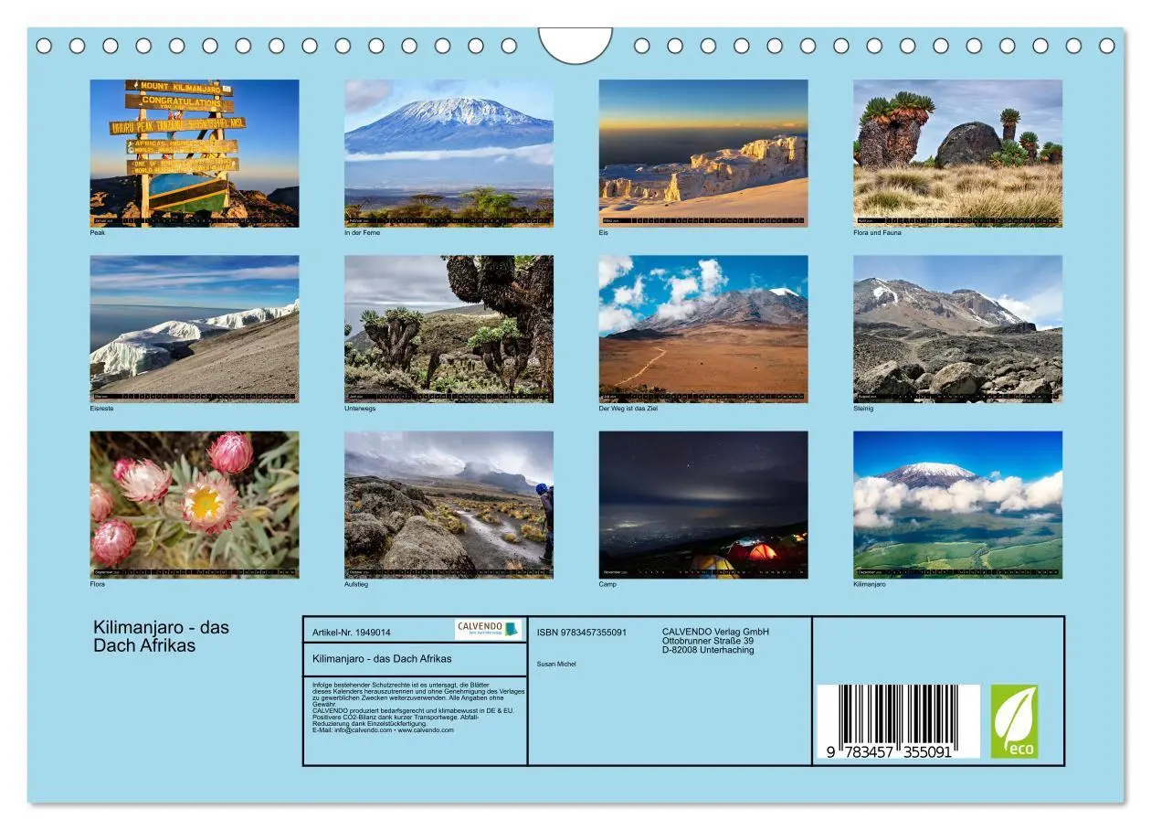 Bild: 9783457355091 | Kilimanjaro - das Dach Afrikas (Wandkalender 2026 DIN A4 quer),...