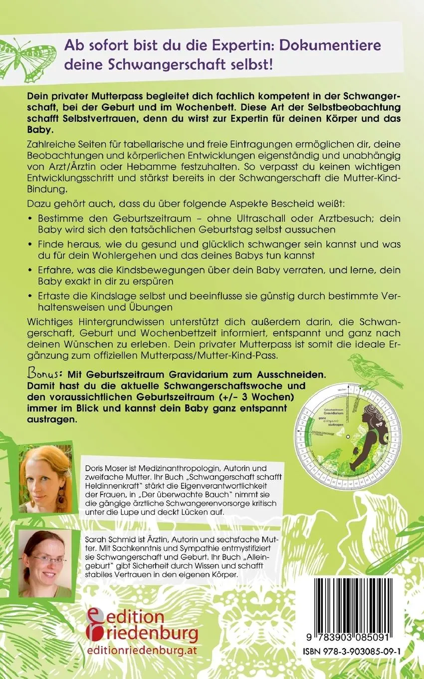Rückseite: 9783903085091 | Mein privater Mutterpass - Meine Schwangerschaft selbst dokumentiert