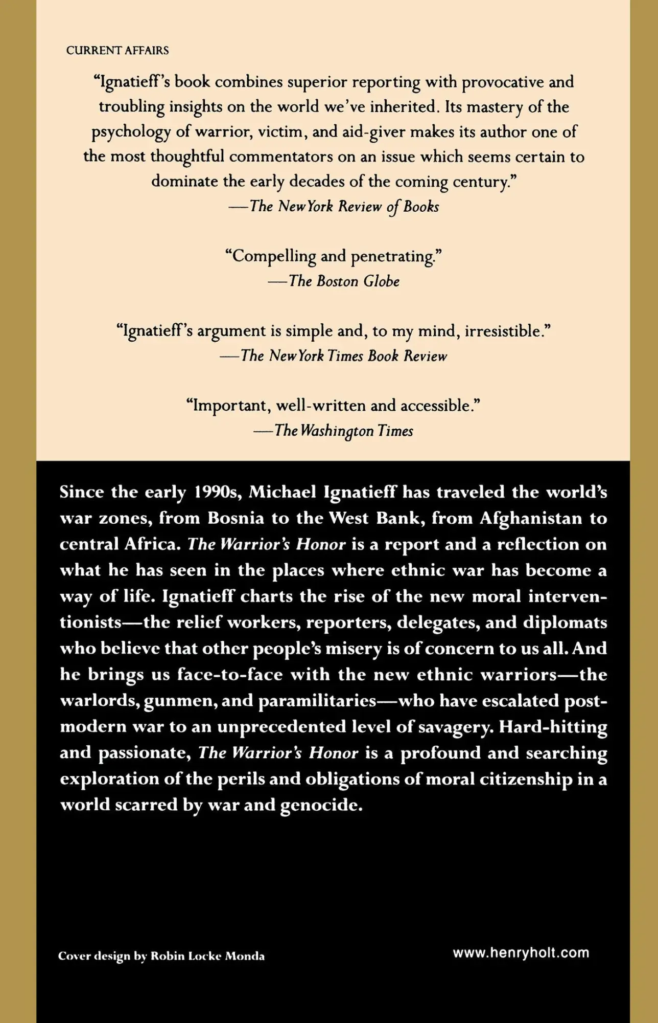 Rückseite: 9780805055191 | The Warrior's Honor | Ethnic War and the Modern Conscience | Ignatieff