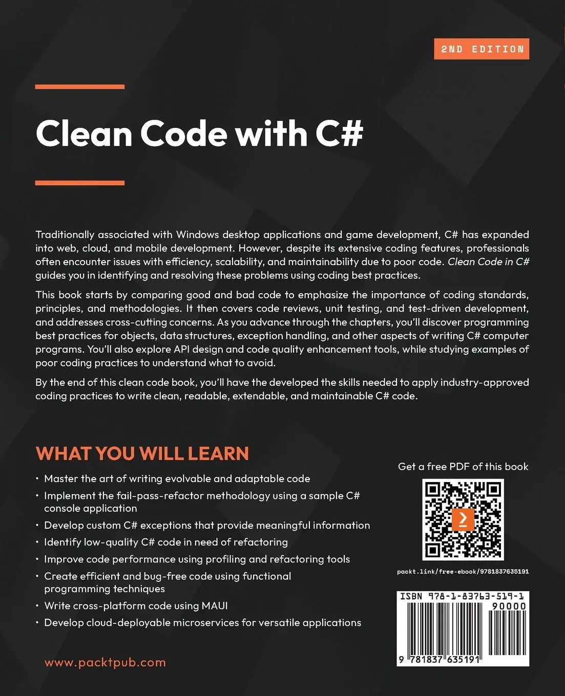 Rückseite: 9781837635191 | Clean Code with C# - Second Edition | Jason Alls | Taschenbuch | 2023