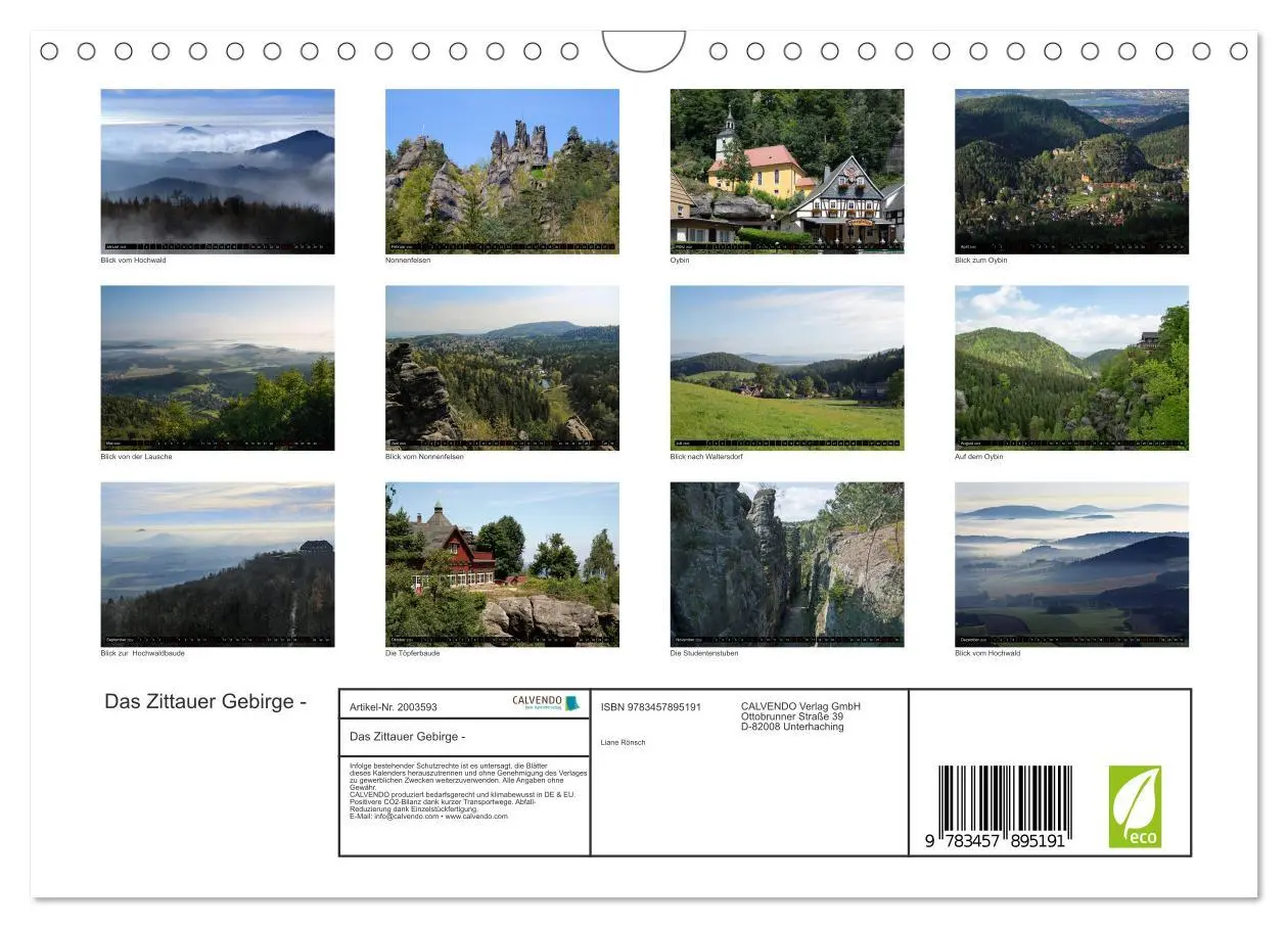 Bild: 9783457895191 | Das Zittauer Gebirge - (Wandkalender 2026 DIN A4 quer), CALVENDO...