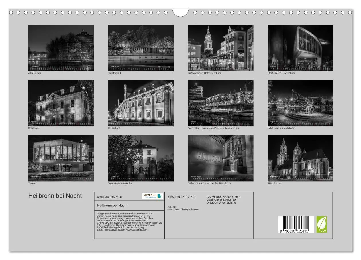 Bild: 9783516125191 | Heilbronn bei Nacht (Wandkalender 2026 DIN A3 quer), CALVENDO...