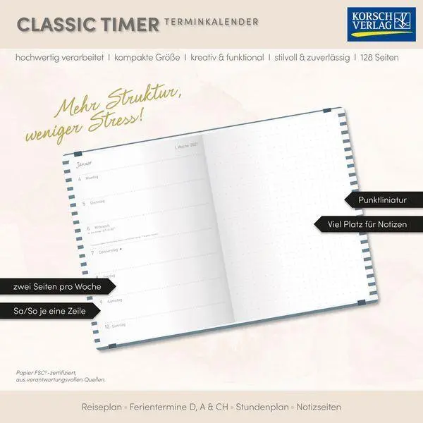 Bild: 9783819305191 | Terminkalender Classic Timer Boot 2027 | Korsch Verlag | Kalender