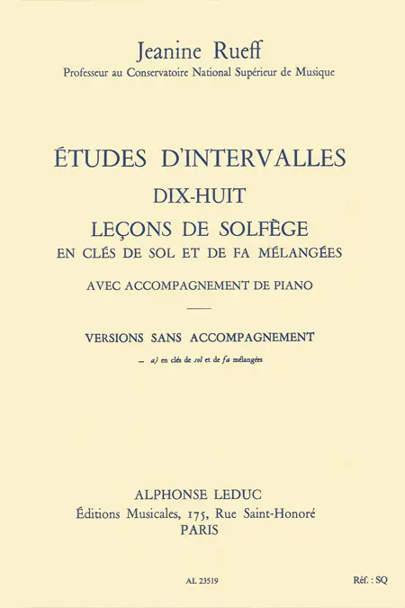 Cover: 9790046235191 | Études d'Intervalles : 18 Lecons de Solfège | Jeanine Rueff | Buch