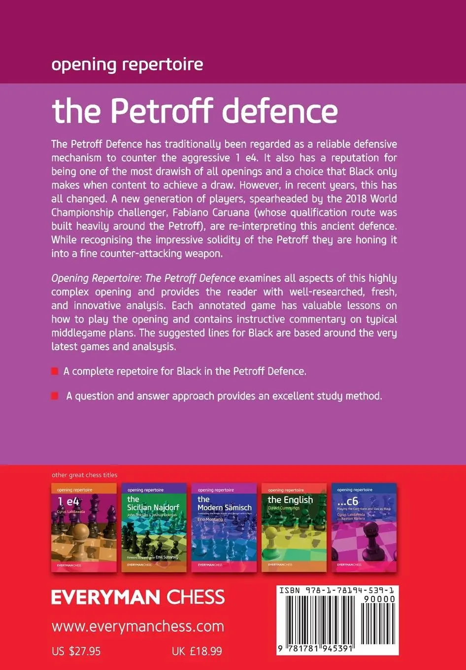 Rückseite: 9781781945391 | Opening Repertoire | The Petroff Defence | Cyrus Lakdawala | Buch