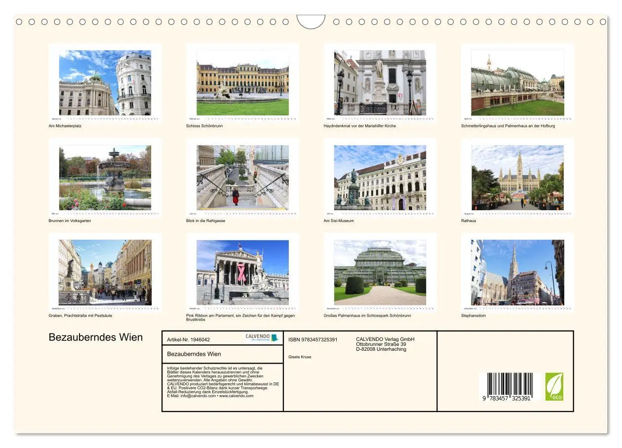 Bild: 9783457325391 | Bezauberndes Wien (Wandkalender 2026 DIN A3 quer), CALVENDO...