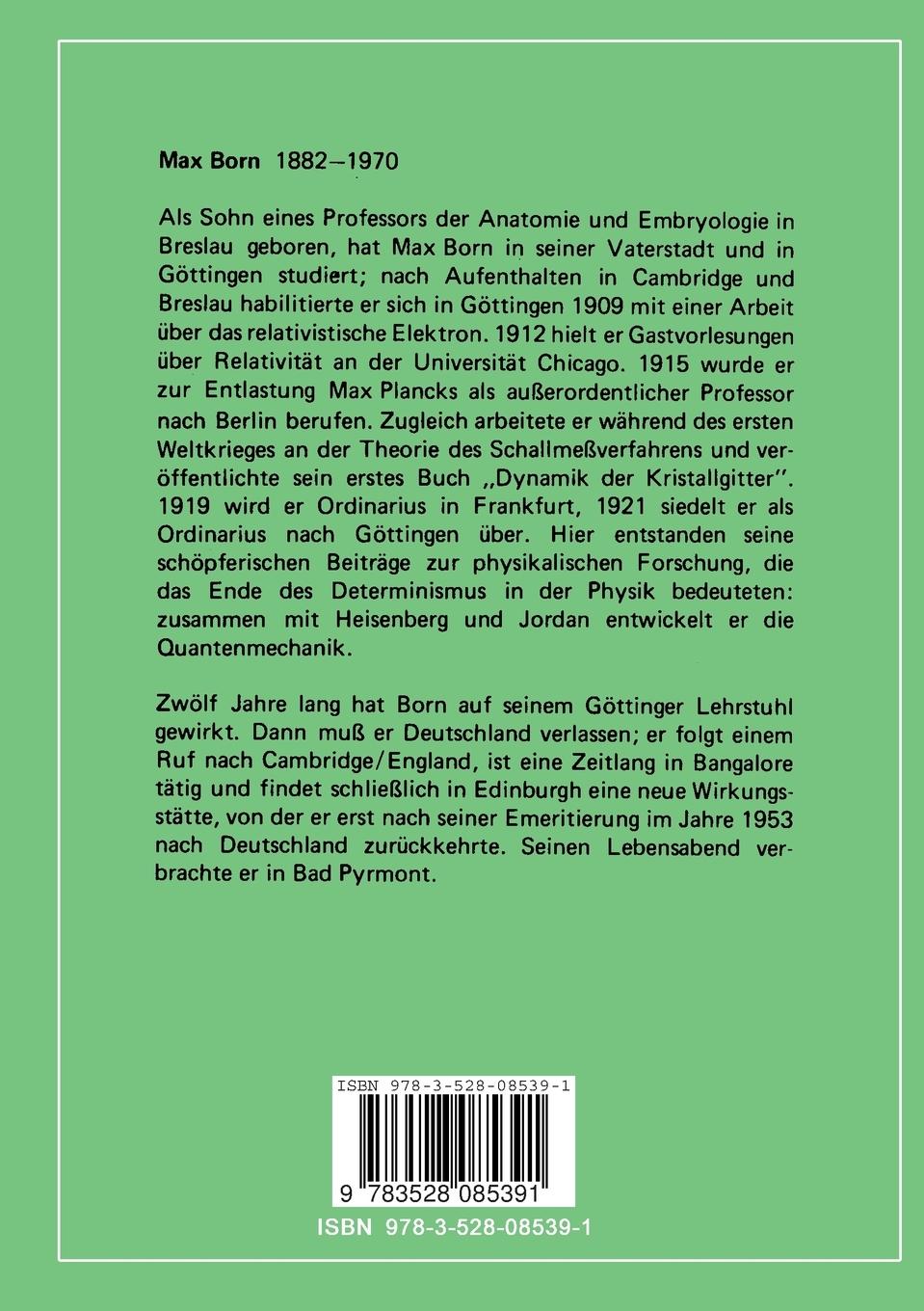 Rückseite: 9783528085391 | Physik im Wandel meiner Zeit | Max Born | Taschenbuch | xxv | Deutsch