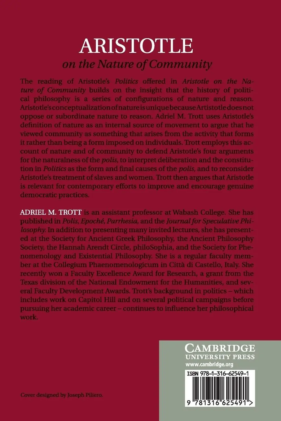 Rückseite: 9781316625491 | Aristotle on the Nature of Community | Adriel M. Trott | Taschenbuch