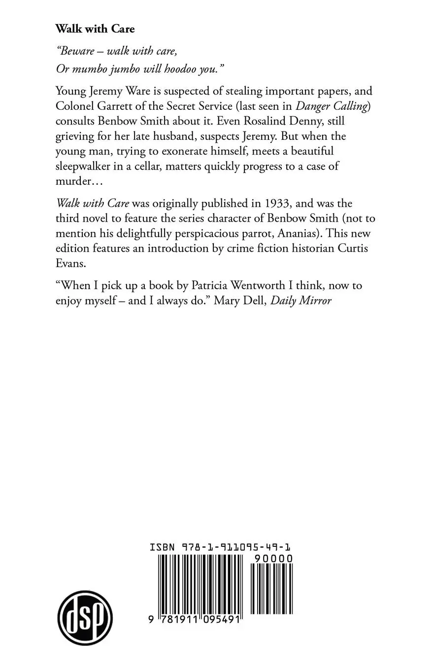 Rückseite: 9781911095491 | Walk with Care | A Benbow Smith Mystery | Patricia Wentworth | Buch