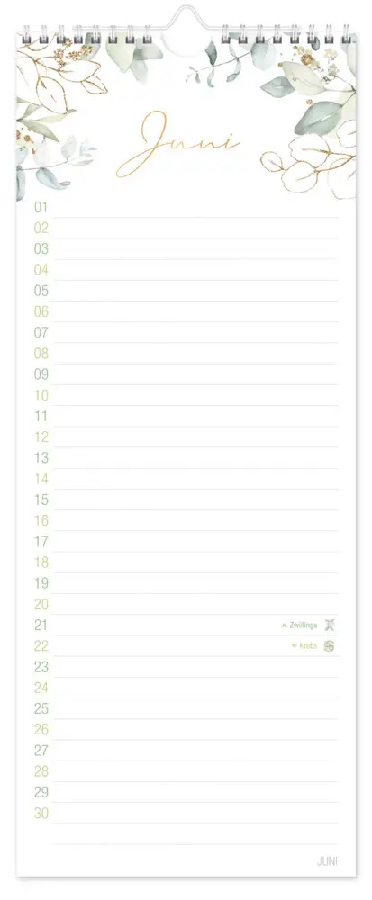 Bild: 4029357115591 | Geburtstagsplaner Wandkalender kompakt | Motiv [Blattgold] | Kalender