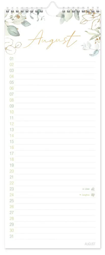 Bild: 4029357115591 | Geburtstagsplaner Wandkalender kompakt | Motiv [Blattgold] | Kalender