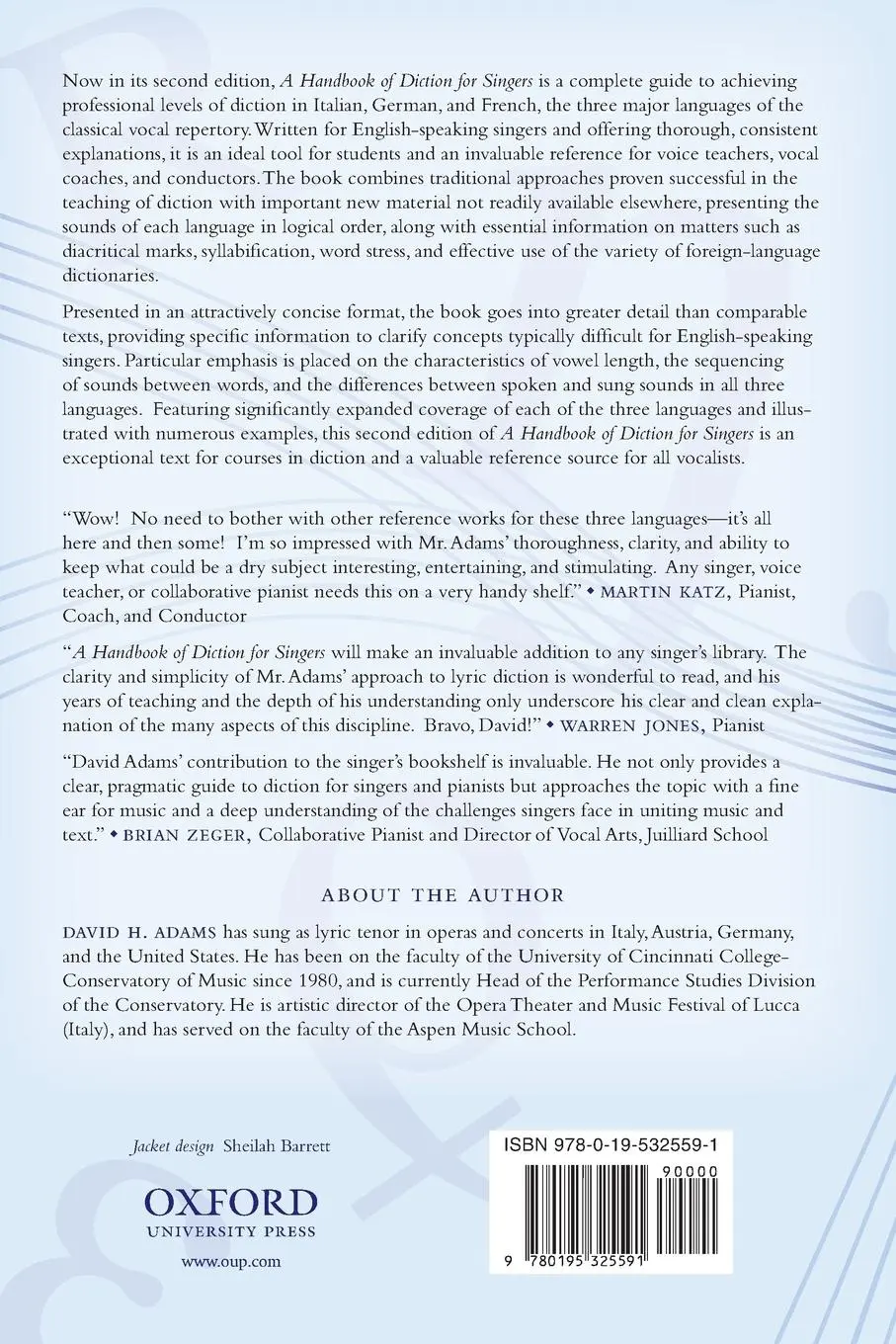 Rückseite: 9780195325591 | Handbook of Diction for Singers | Italian, German, French | Adams