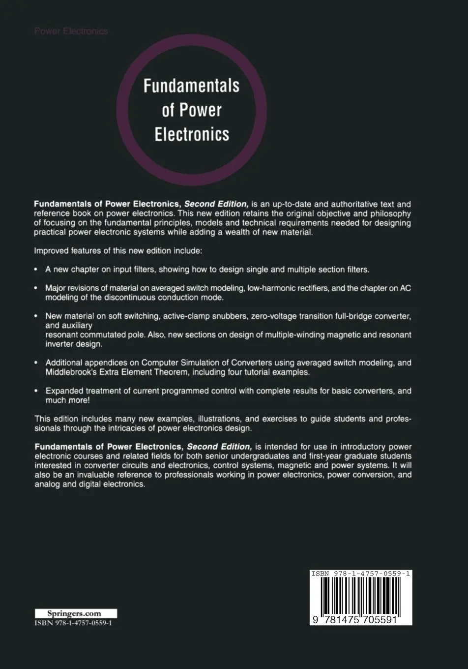 Rückseite: 9781475705591 | Fundamentals of Power Electronics | Dragan Maksimovic (u. a.) | Buch