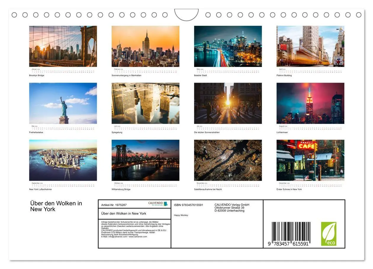 Bild: 9783457615591 | Über den Wolken in New York (Wandkalender 2026 DIN A4 quer),...