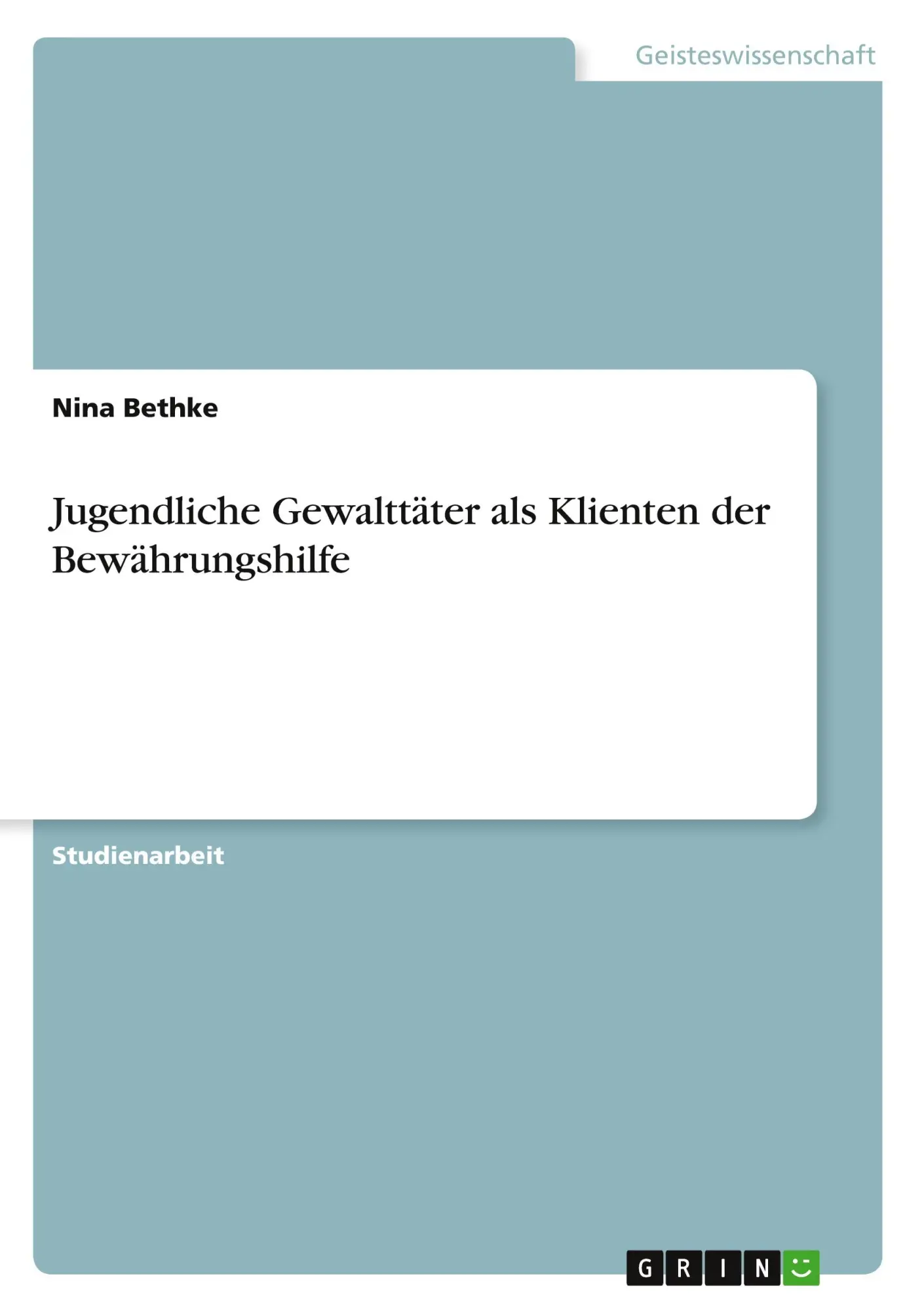 Cover: 9783640455591 | Jugendliche Gewalttäter als Klienten der Bewährungshilfe | Nina Bethke