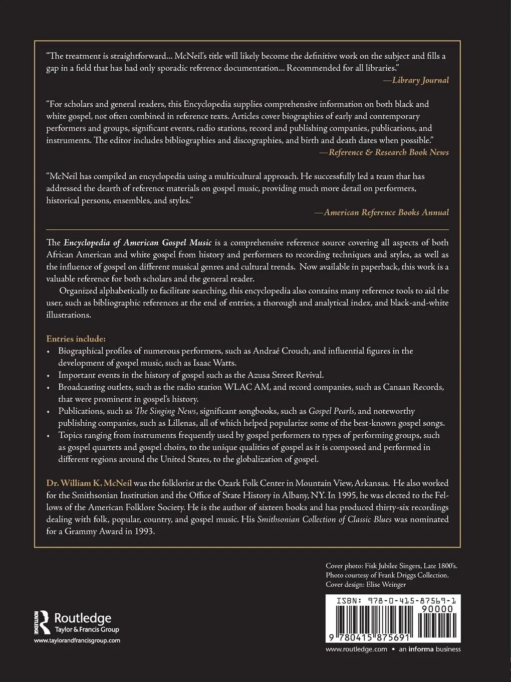 Rückseite: 9780415875691 | Encyclopedia of American Gospel Music | W. K. Mcneil | Taschenbuch