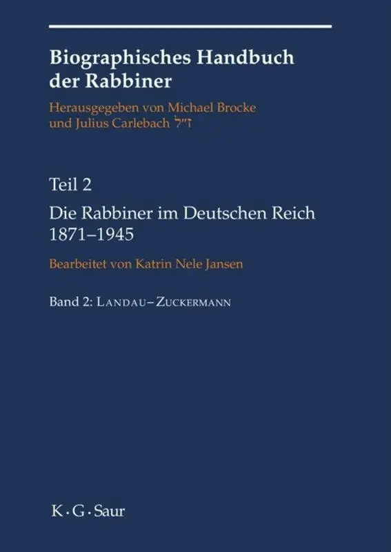 Cover: 9783110485691 | Die Rabbiner im Deutschen Reich 1871-1945 | Michael Brocke (u. a.)