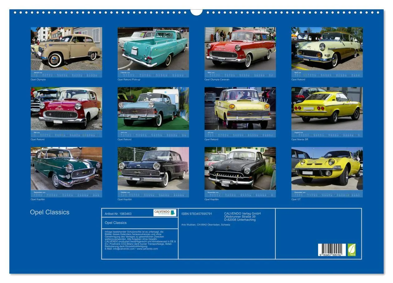 Bild: 9783457695791 | Opel Classics (Wandkalender 2026 DIN A2 quer), CALVENDO Monatskalender