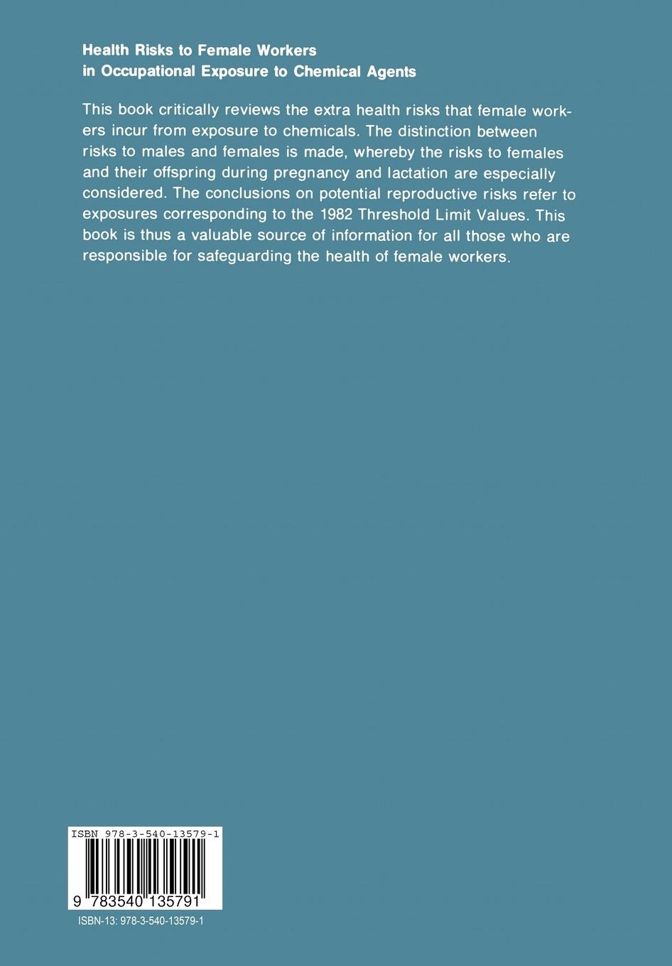 Rückseite: 9783540135791 | Health Risks to Female Workers in Occupational Exposure to Chemical...