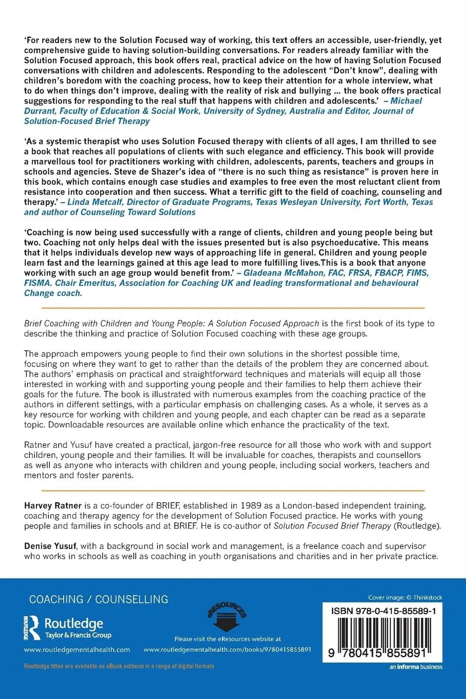 Rückseite: 9780415855891 | Brief Coaching with Children and Young People | Harvey Ratner (u. a.)