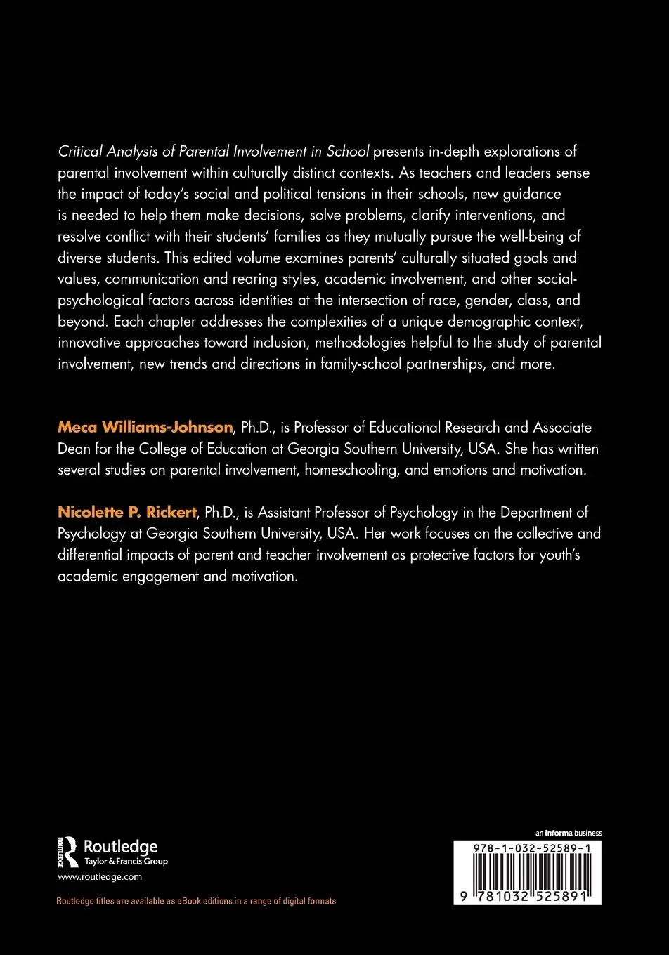 Rückseite: 9781032525891 | Critical Analysis of Parental Involvement in School | Taschenbuch
