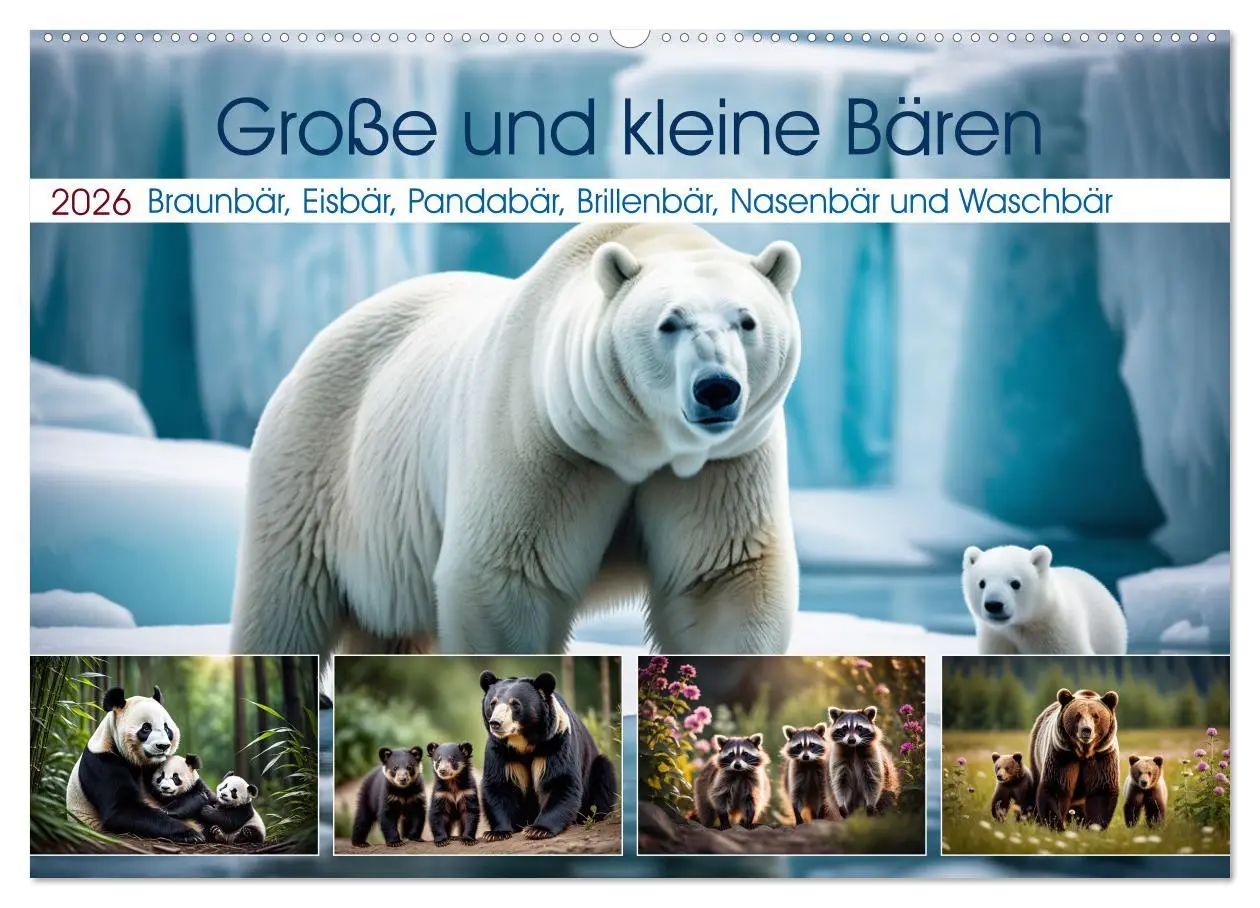 Cover: 9783457375891 | Große und kleine Bären (Wandkalender 2026 DIN A2 quer), CALVENDO...