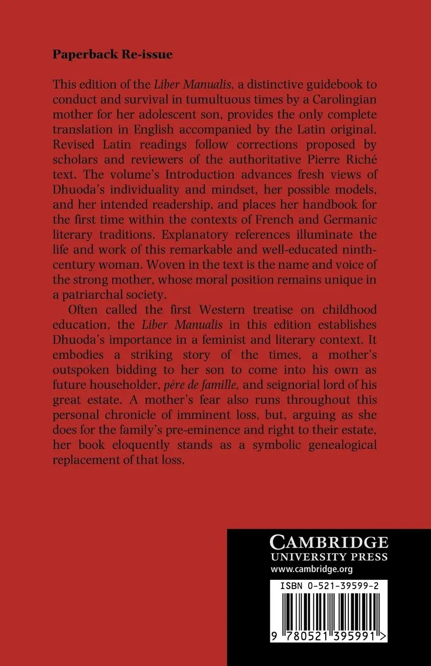 Rückseite: 9780521395991 | Dhuoda, Handbook for Her Warrior Son | Liber Manualis | Dhuoda | Buch