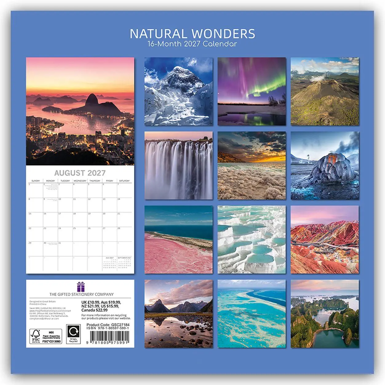 Rückseite: 9781805975991 | Natural Wonders - Naturwunder 2027 - 16-Monatskalender | The Gifted