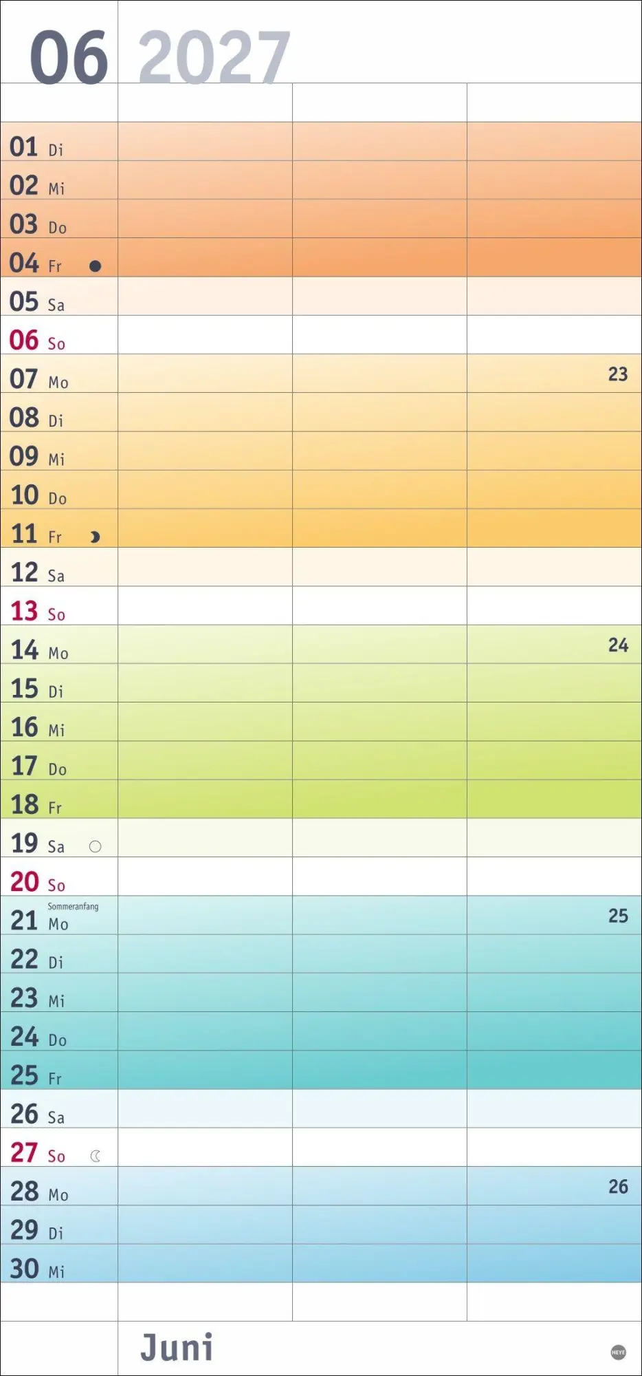 Bild: 9783756415991 | Bunte Wochen Planer für 2 2027 | Heye | Kalender | Spiralbindung