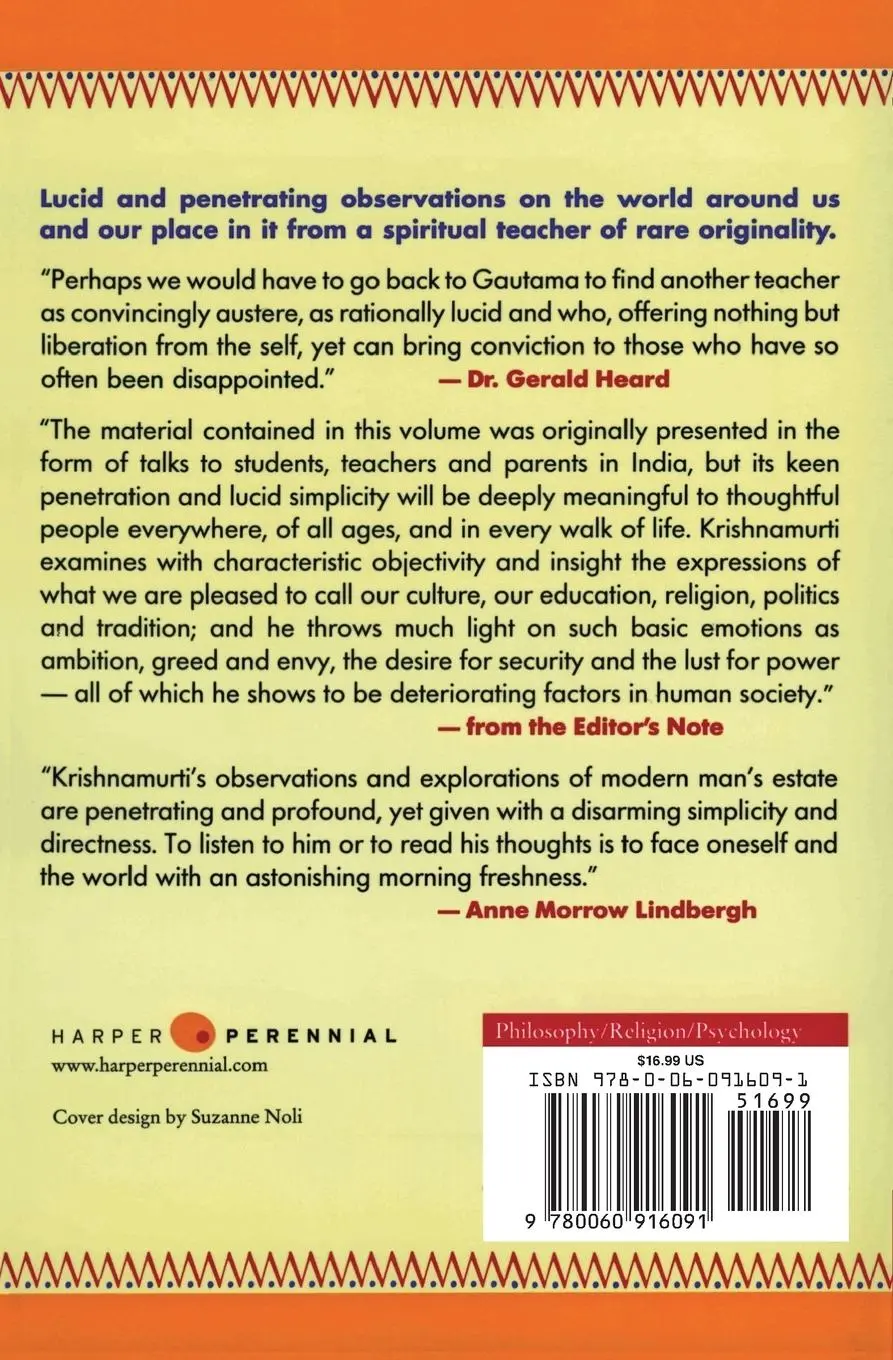Rückseite: 9780060916091 | Think on These Things | Jiddu Krishnamurti | Taschenbuch | Englisch