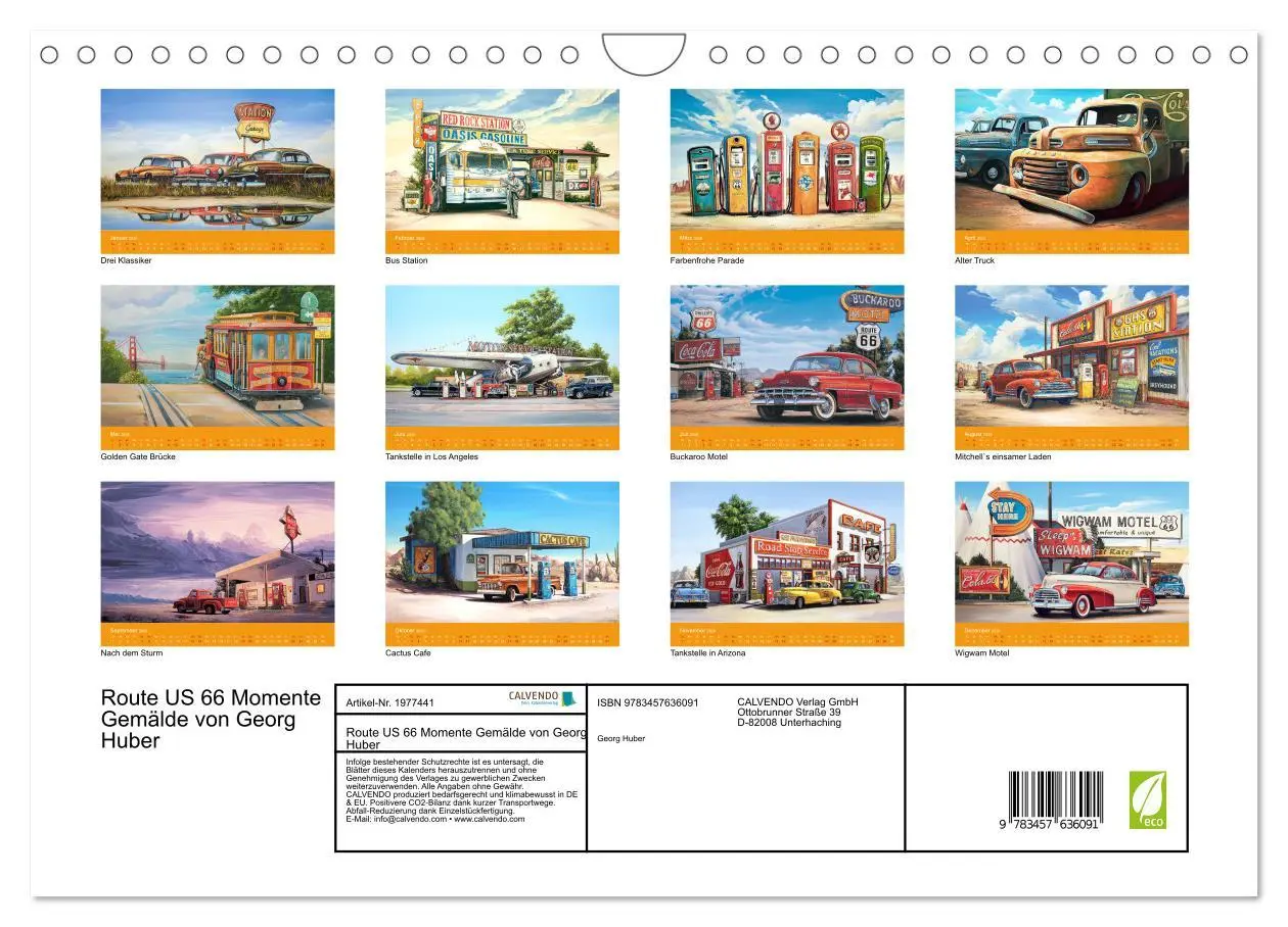 Bild: 9783457636091 | Route US 66 Momente Gemälde von Georg Huber (Wandkalender 2026 DIN...