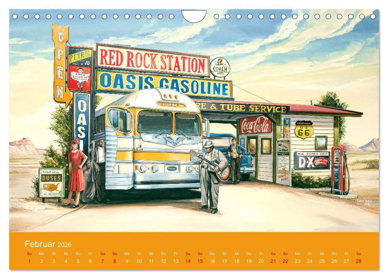 Bild: 9783457636091 | Route US 66 Momente Gemälde von Georg Huber (Wandkalender 2026 DIN...