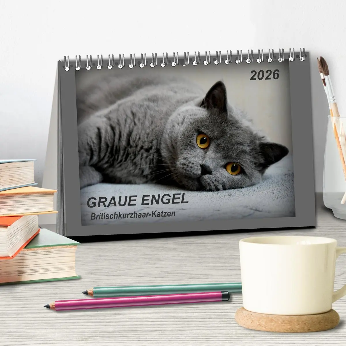 Bild: 9783457876091 | GRAUE ENGEL Britischkurzhaar-Katzen (Tischkalender 2026 DIN A5...