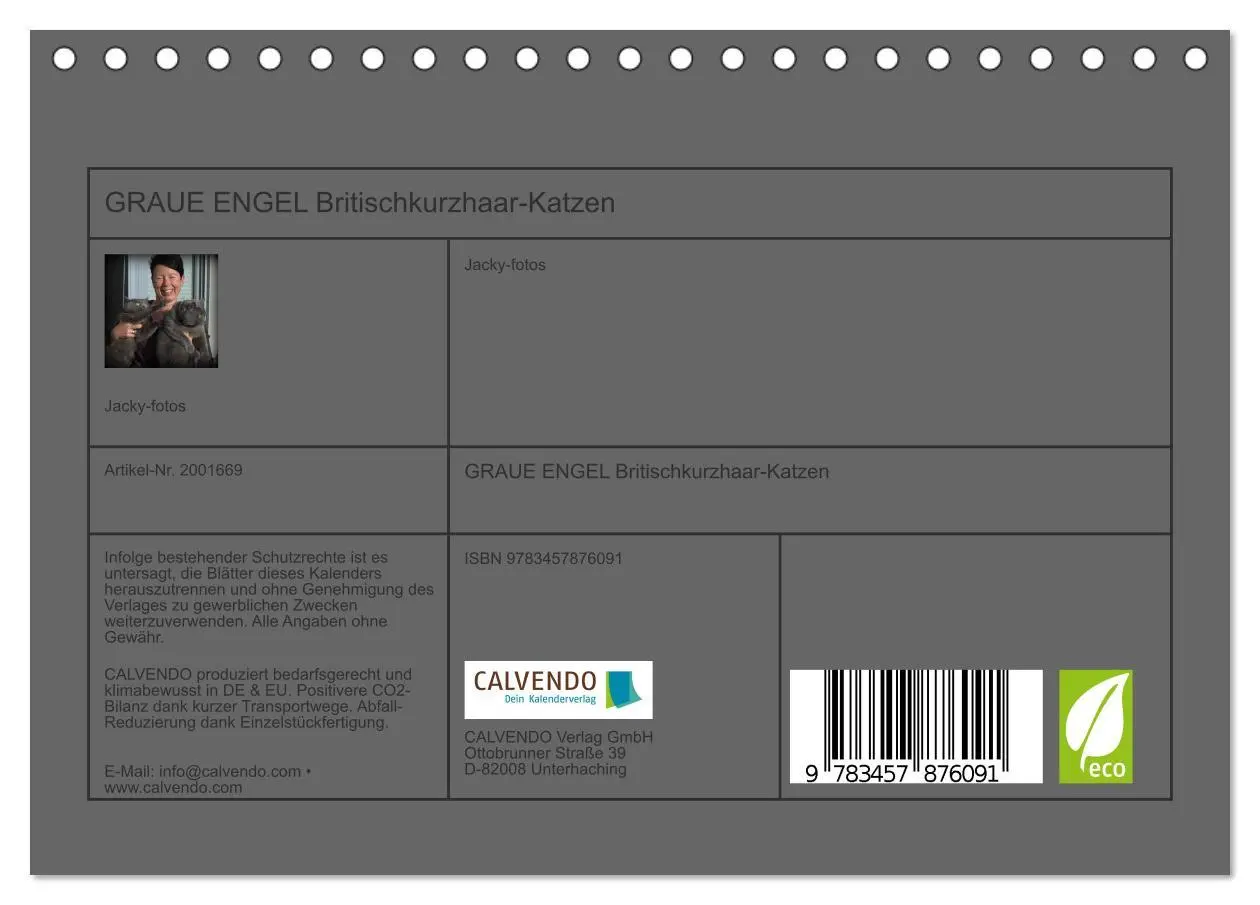 Bild: 9783457876091 | GRAUE ENGEL Britischkurzhaar-Katzen (Tischkalender 2026 DIN A5...
