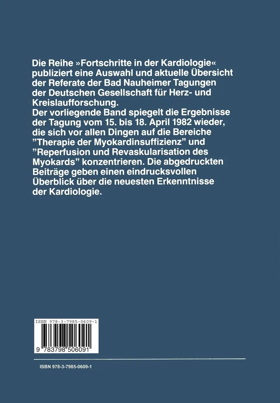 Rückseite: 9783798506091 | Fortschritte in der Kardiologie | M. G. Gottwik (u. a.) | Taschenbuch