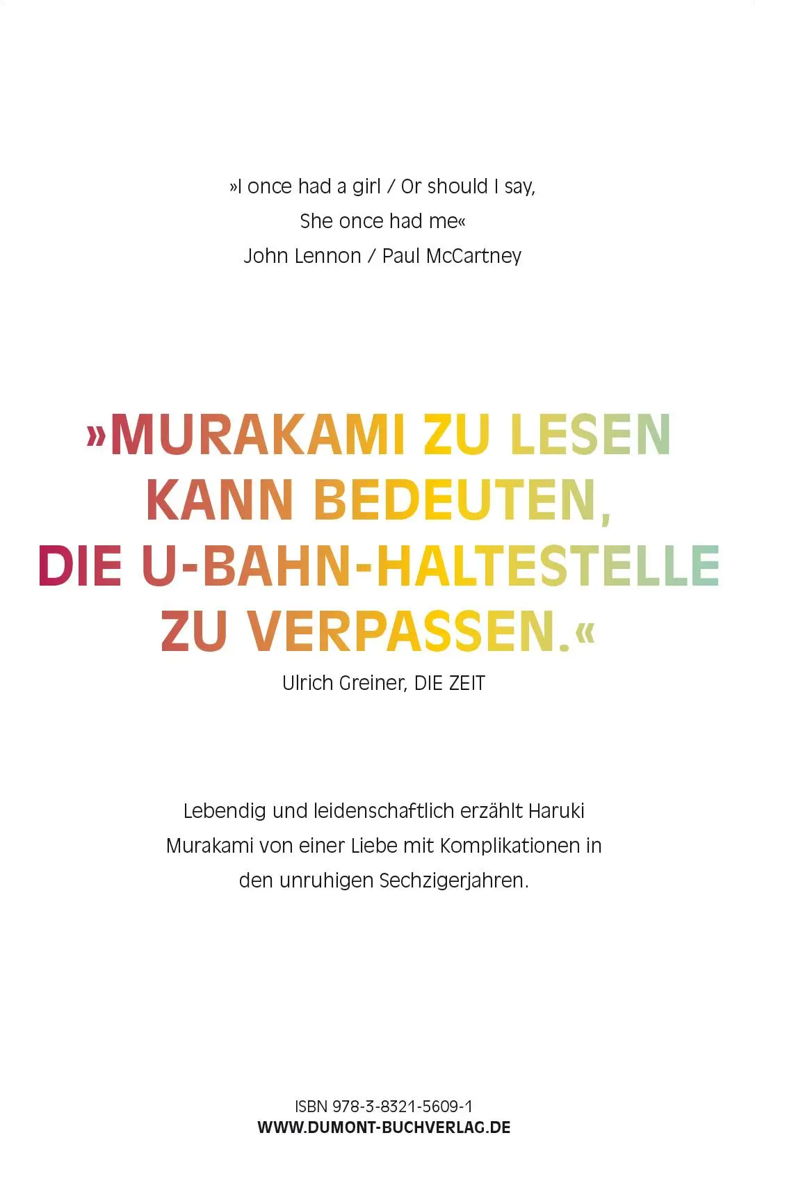 Rückseite: 9783832156091 | Naokos Lächeln | Nur eine Liebesgeschichte | Haruki Murakami | Buch