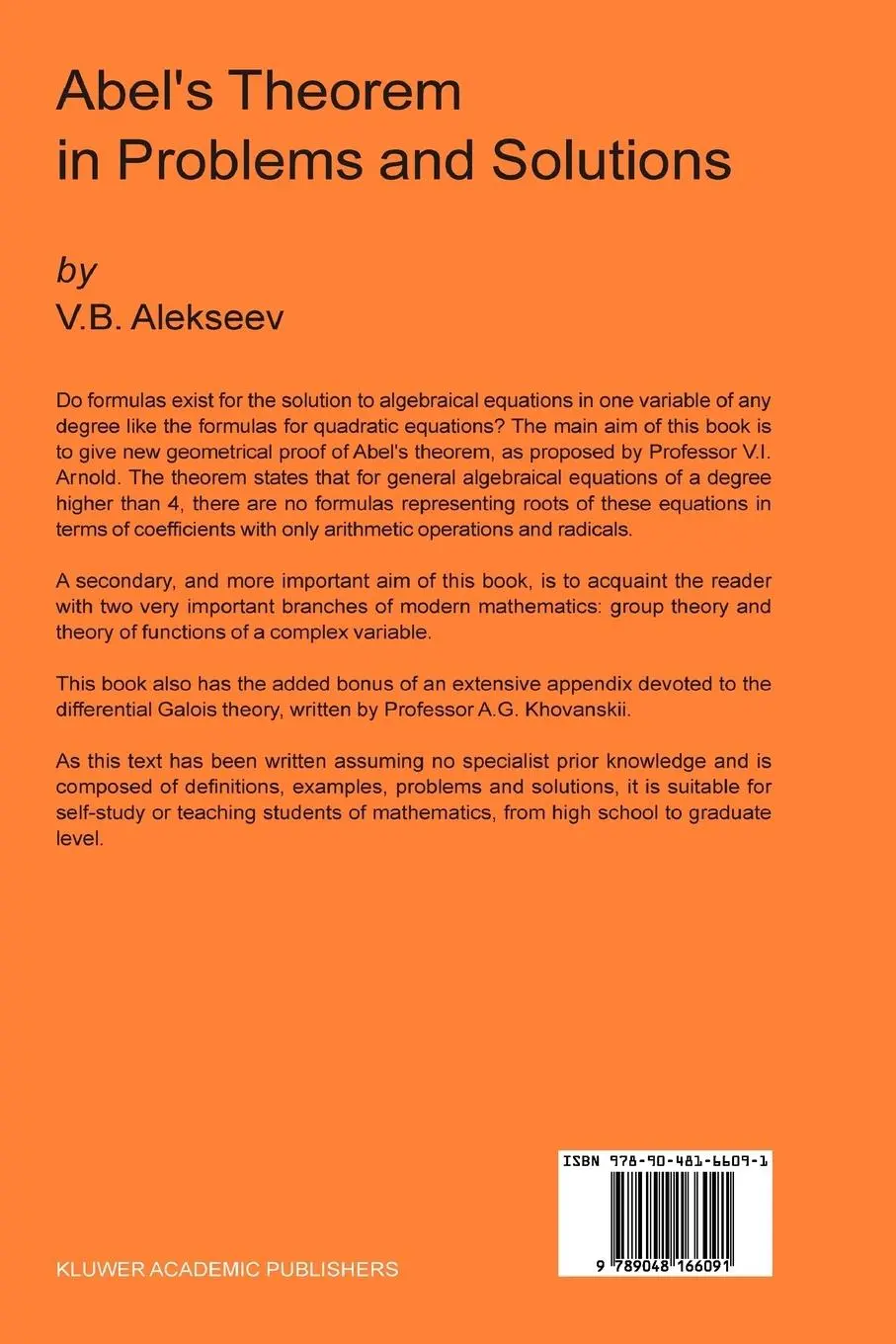 Rückseite: 9789048166091 | Abel's Theorem in Problems and Solutions | V. B. Alekseev | Buch | xiv