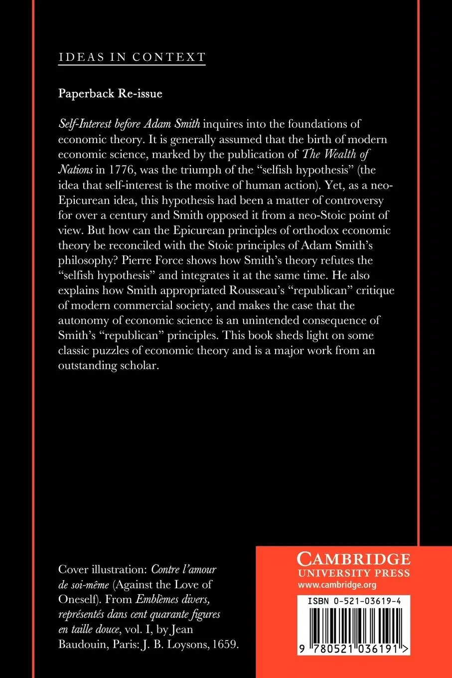Rückseite: 9780521036191 | Self-Interest Before Adam Smith | A Genealogy of Economic Science