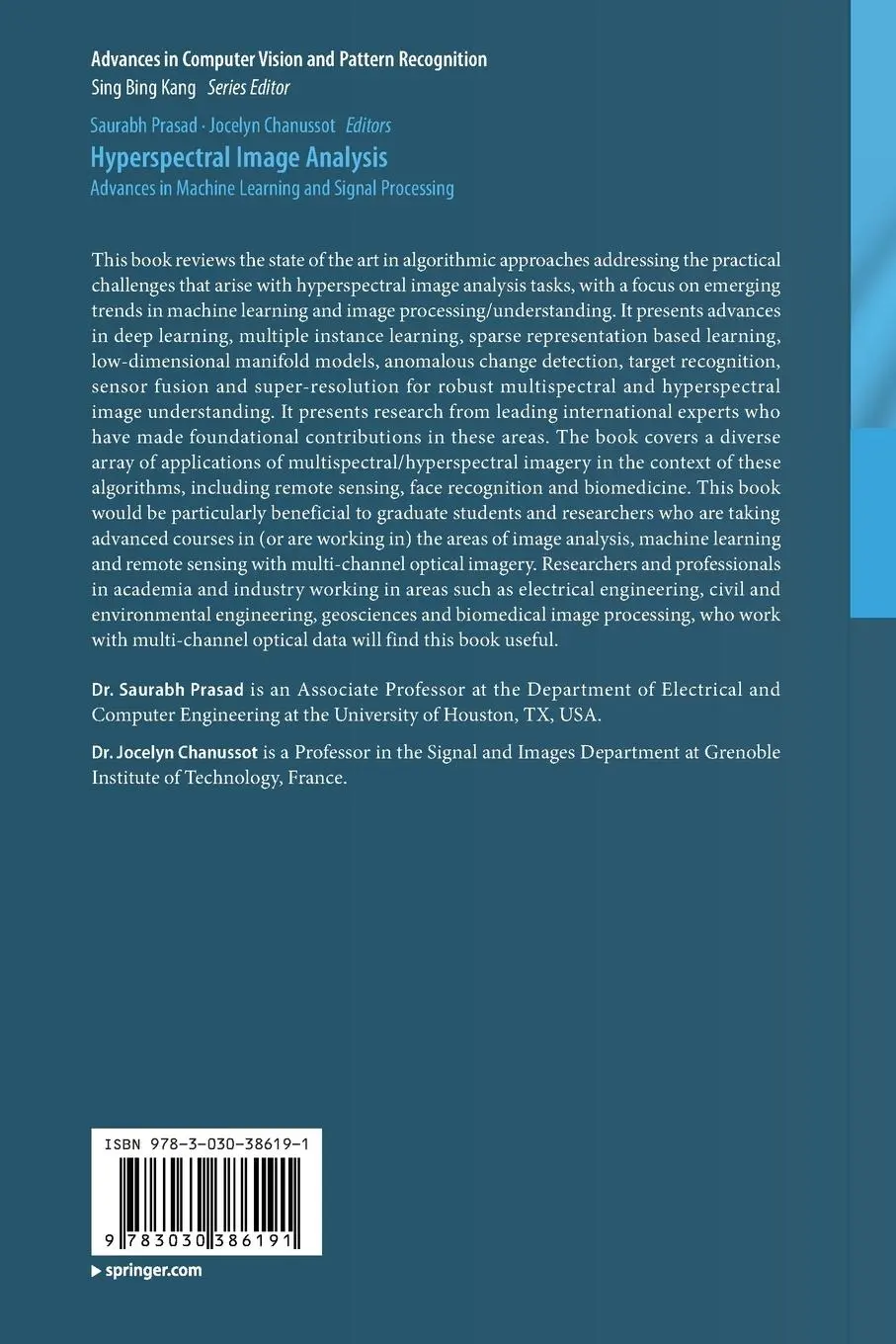 Rückseite: 9783030386191 | Hyperspectral Image Analysis | Jocelyn Chanussot (u. a.) | Taschenbuch
