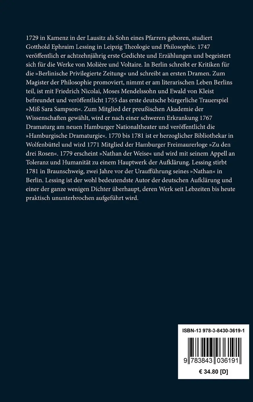 Rückseite: 9783843036191 | Theologiekritische und philosophische Schriften | Lessing | Buch
