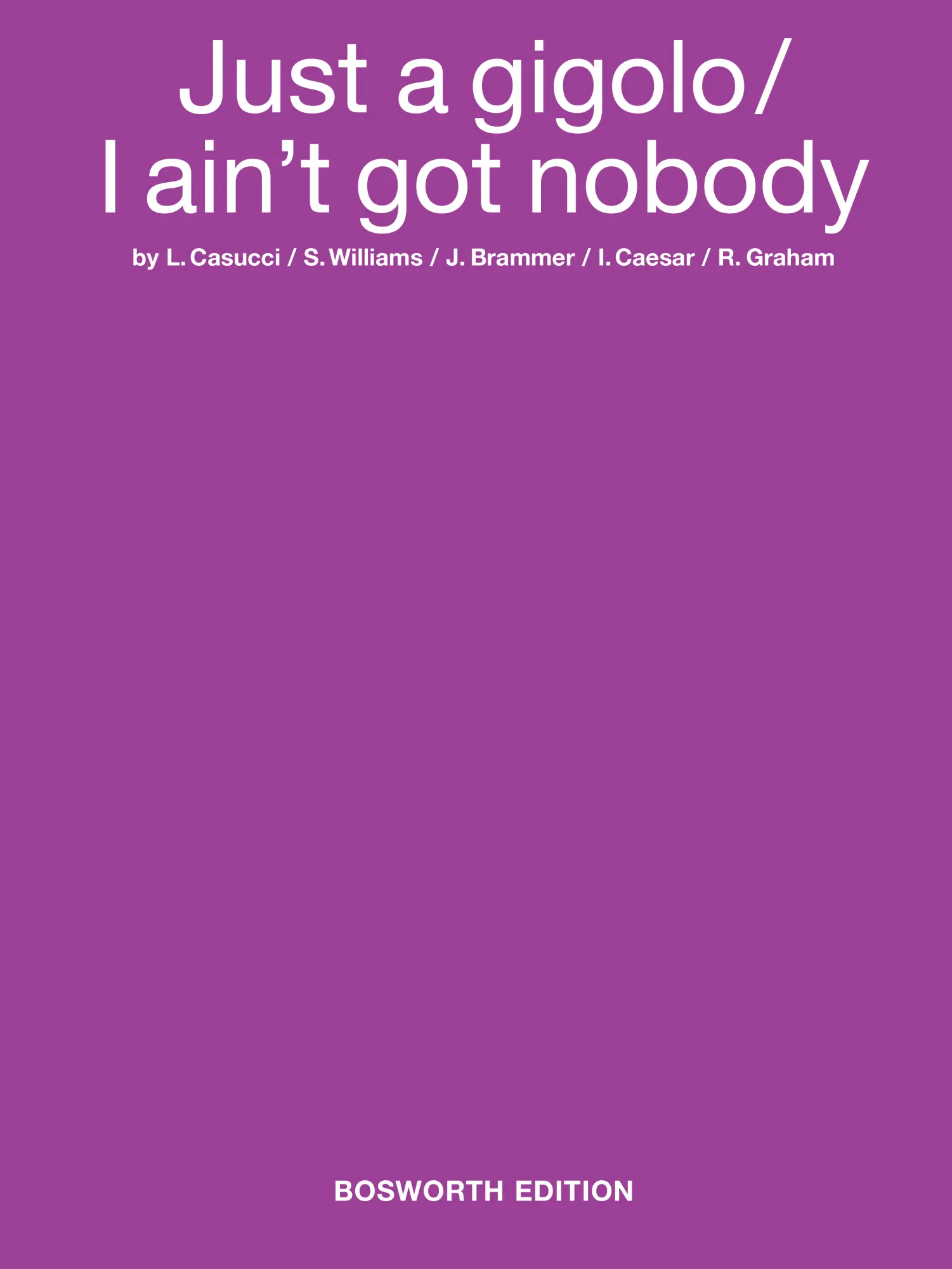 Cover: 9783936026191 | Louis Prima: Just A Gigolo / I Ain't Got Nobody | Spencer Williams