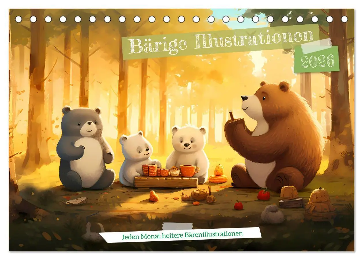 Cover: 9783457476291 | Bärige Illustrationen (Tischkalender 2026 DIN A5 quer), CALVENDO...