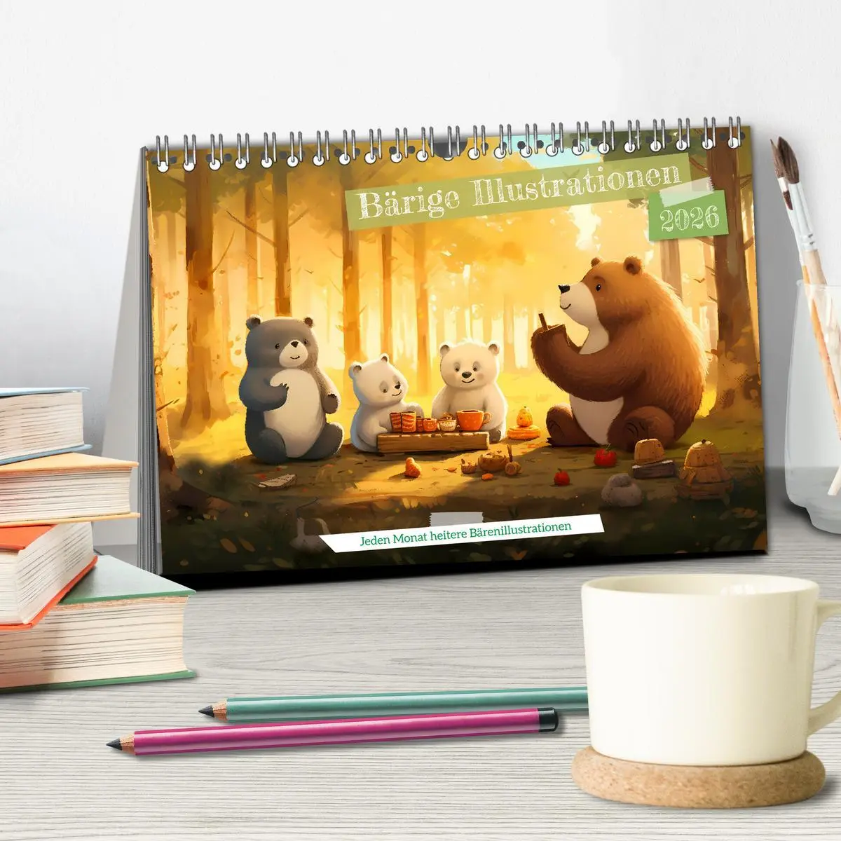 Bild: 9783457476291 | Bärige Illustrationen (Tischkalender 2026 DIN A5 quer), CALVENDO...