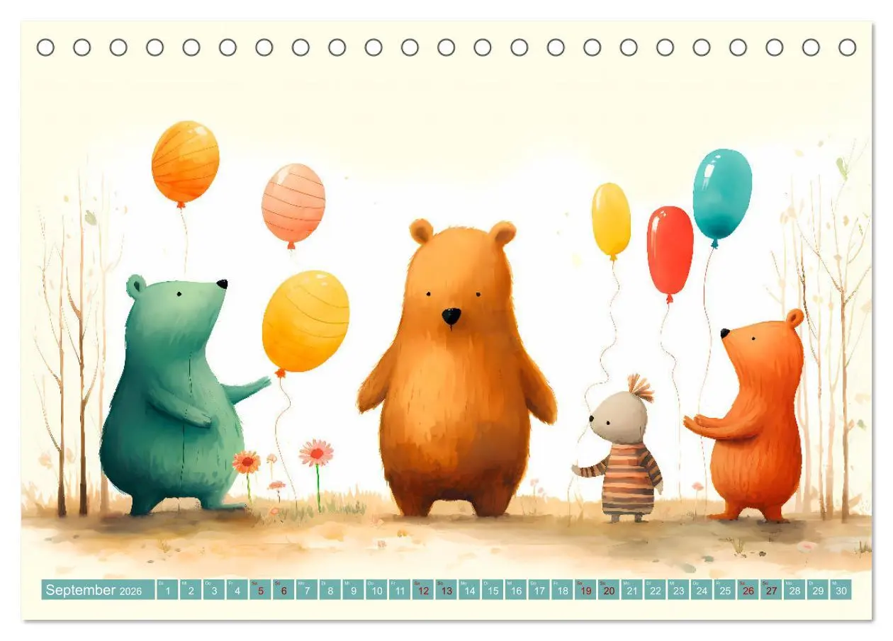 Bild: 9783457476291 | Bärige Illustrationen (Tischkalender 2026 DIN A5 quer), CALVENDO...
