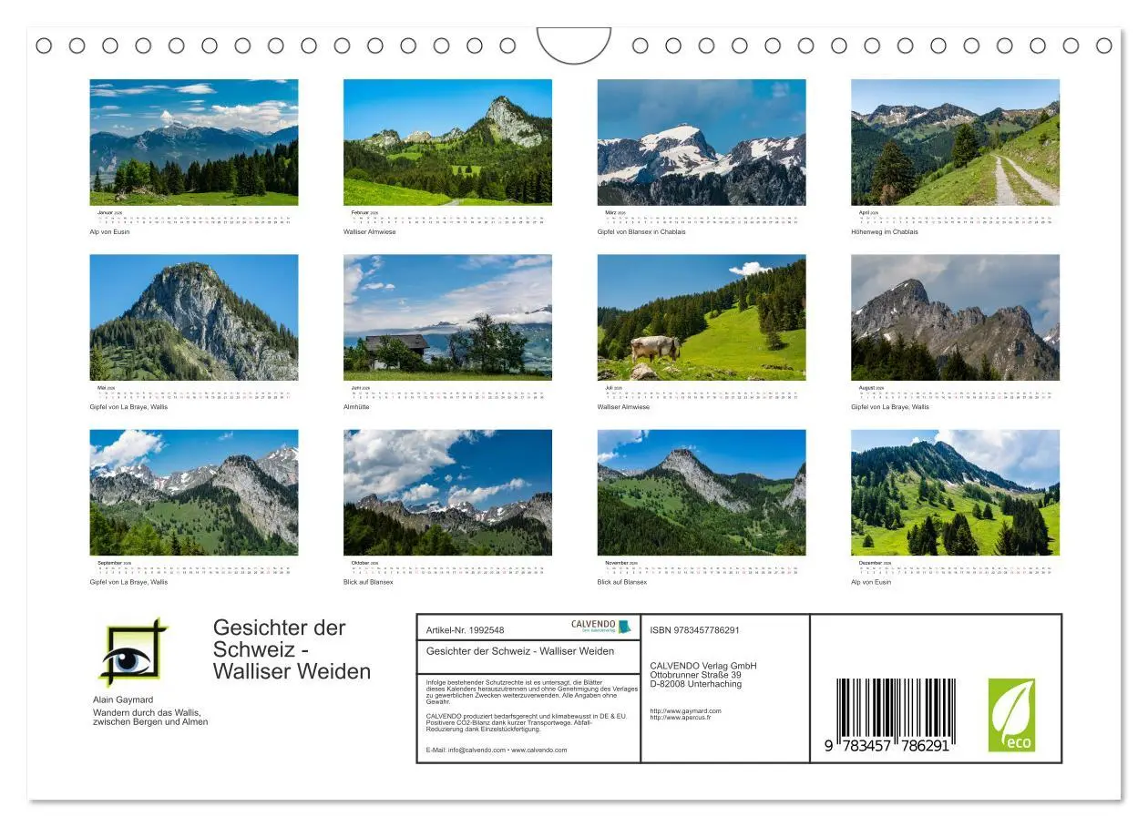 Bild: 9783457786291 | Gesichter der Schweiz - Walliser Weiden (Wandkalender 2026 DIN A4...